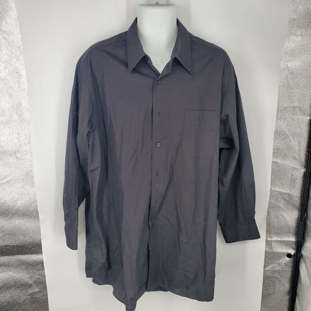 Covington Shirt Mens XL Black Long Sleeve Button Down Dress Pocket Business
